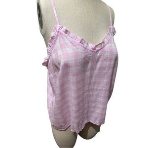 ANA Womens Pink White Plaid Cami Style Shirt Top New With Tags Relaxed Fit Sz L
